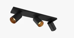 Kjøkkenbelysning Tak|Spotter & Skinner>NorDesign OZ K3 taklampe med 3 spotter - Svart/gull Svart / Gull