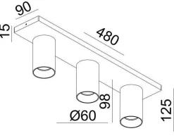 Kjøkkenbelysning Tak|Spotter & Skinner>NorDesign OZ K3 taklampe med 3 spotter - Svart/gull Svart / Gull