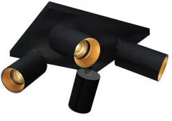 Kjøkkenbelysning Tak|Spotter & Skinner>NorDesign OZ K4 taklampe med 4 spotter - Svart/gull Svart / Gull