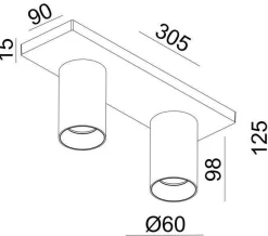 Kjøkkenbelysning Tak|Spotter & Skinner>NorDesign OZ K2 taklampe med 2 spotter - Hvit