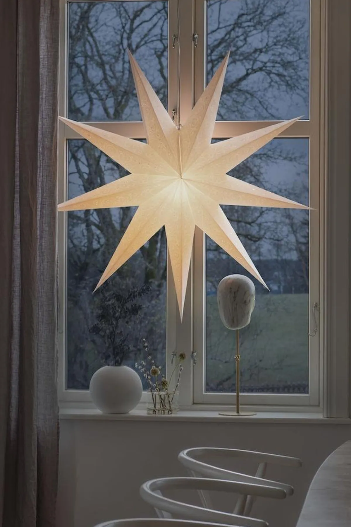 Adventsstjerner>Konstsmide Pappstjerne 115 cm 9 armet - Hvit