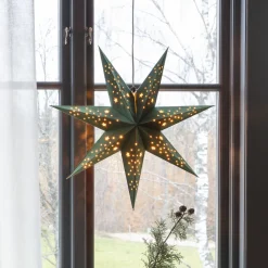 Adventsstjerner>Konstsmide Pappstjerne 60 cm - Grønn fløyel/Gull innside