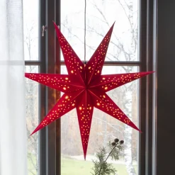 Adventsstjerner>Konstsmide Pappstjerne 78 cm - fløyel/Gull innside Rød