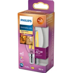 Led-Pærer E14 Sokkel>Philips E14 LED 3,4 watt (40W) Warmglow - Dimbar Klar