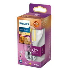 Led-Pærer E27 Sokkel>Philips Filament E27 LED 5,9W warmglow - Klar