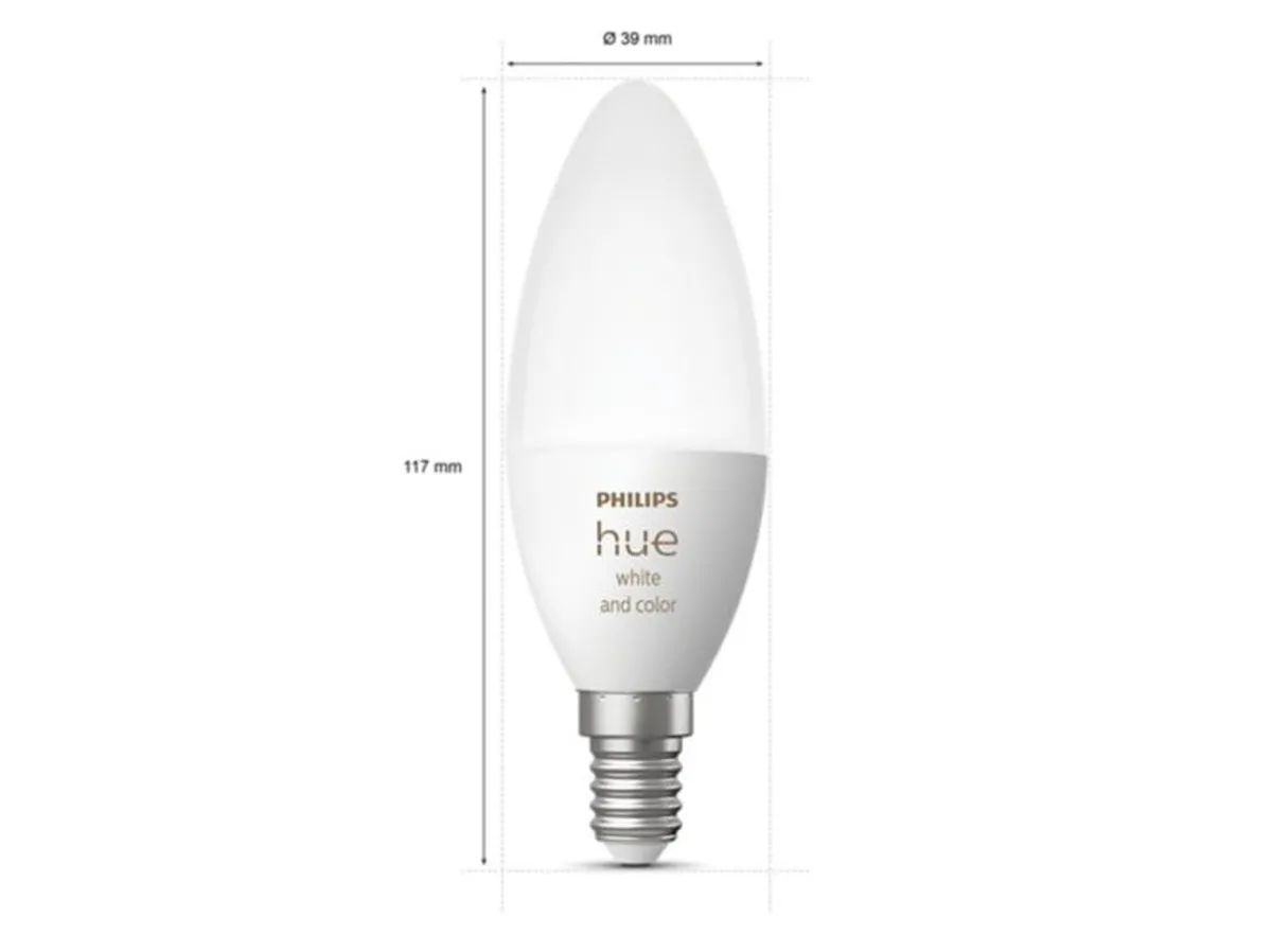 Led-Smartlyspærer|Led-Pærer E14 Sokkel>Philips Hue B39 E14 lyspære 4W 2200-6500K pluss farge