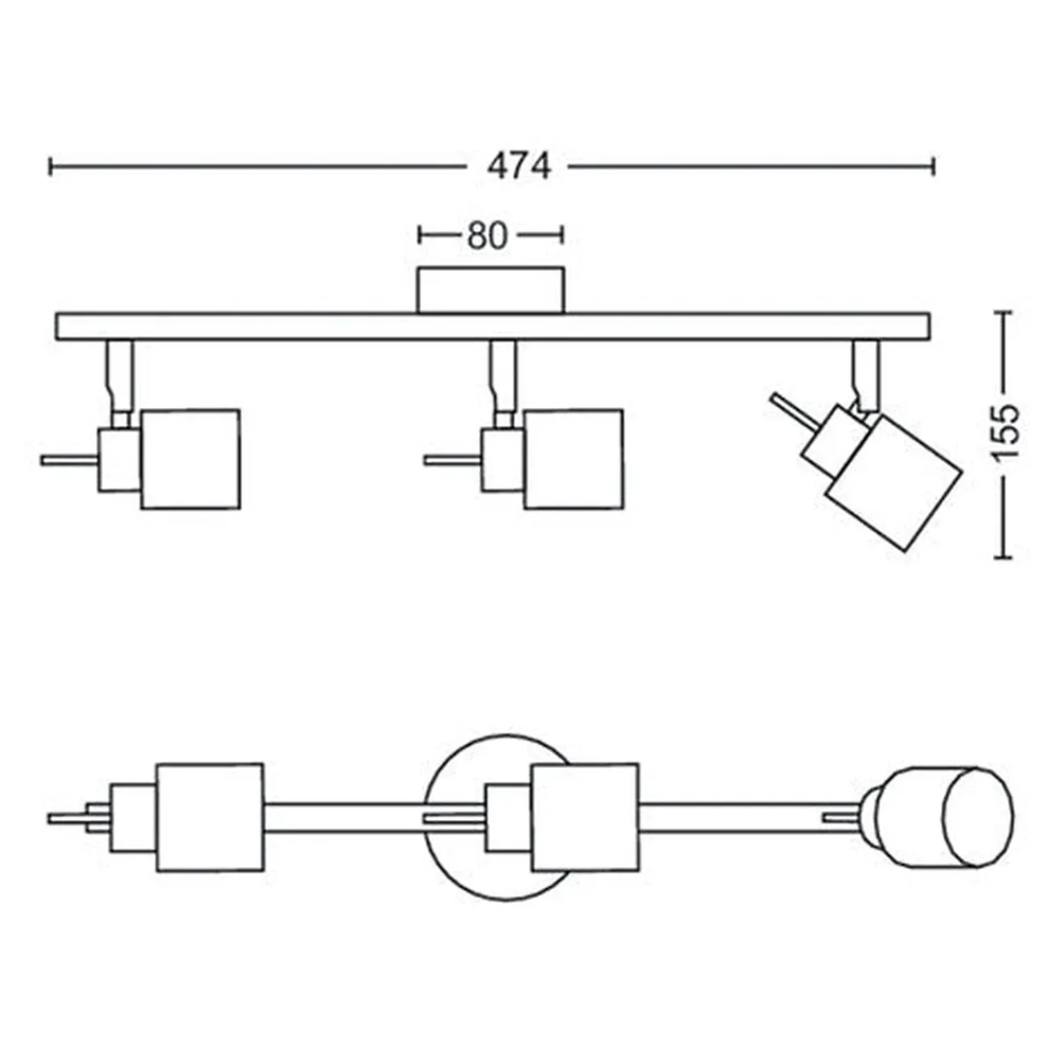 Kjøkkenbelysning Tak|Spotter & Skinner>Philips Meranti skinne med 3 spot GU10