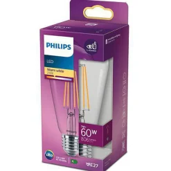 Led-Pærer E27 Sokkel>Philips 7W LED filament (60W) 60mm Hvit