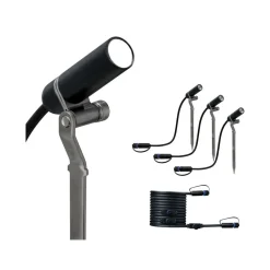 Spot På Spyd|Plug & Shine System>Paulmann Plug & Shine Platini spot med spyd 2W 3000 Kelvin IP65 - 3 pakning Antrasitt