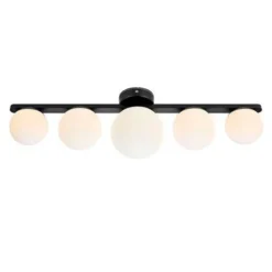 Kjøkkenbelysning Tak|Baderomsbelysning Tak>Marksløjd Puro tak/vegglampe IP44 - Svart/opal - Svart / Opal