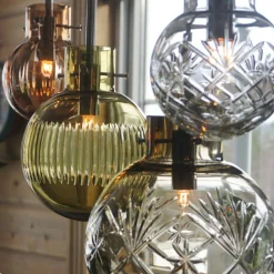 Kjøkkenbelysning Tak|Takpendler>Hadeland Glassverk Rav kuler 5 stk - Sort Baldakin Krystall