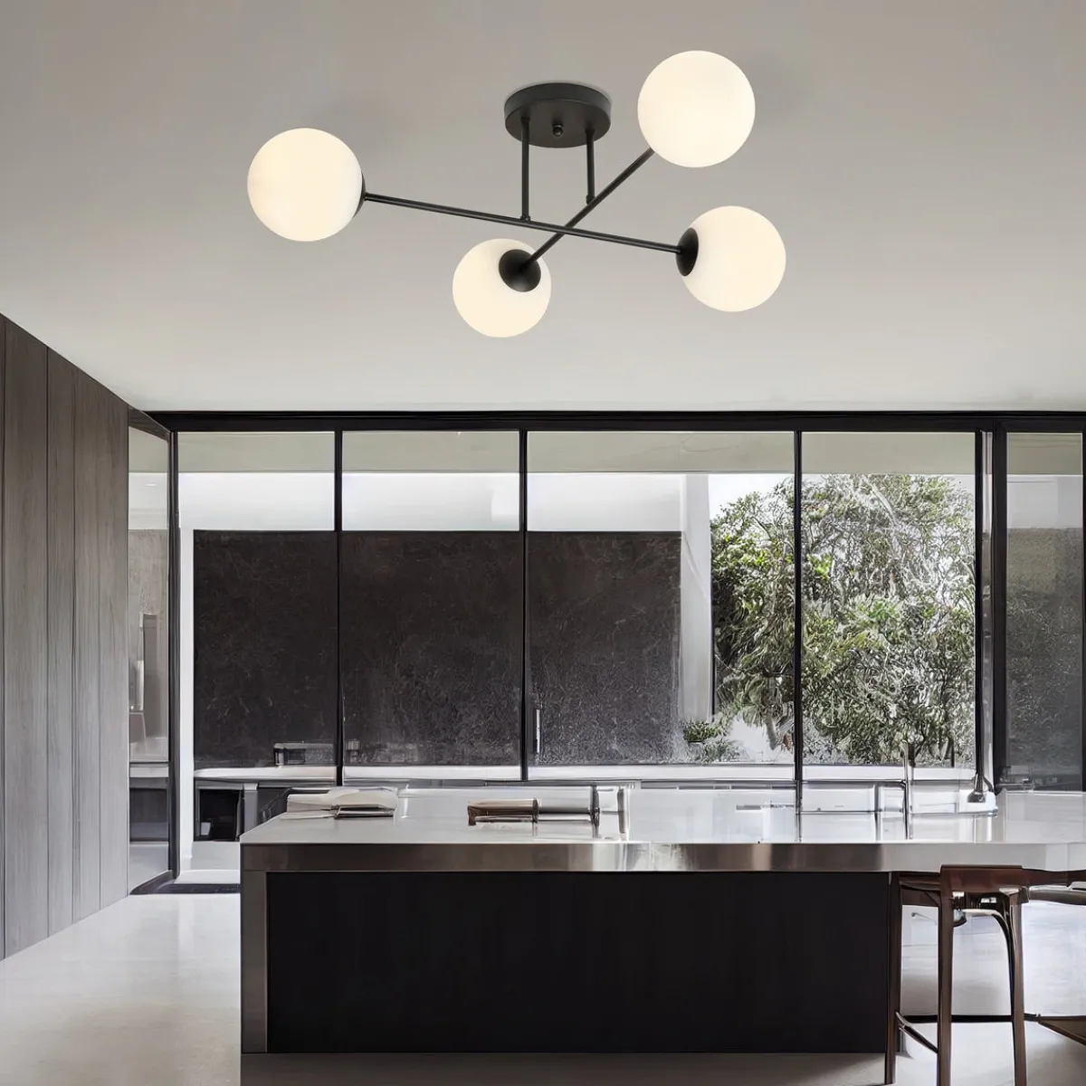 Kjøkkenbelysning Tak|Taklamper / Takplafonder>Emibig Roma taklampe 4-lys - Svart/Opal Svart / Opal