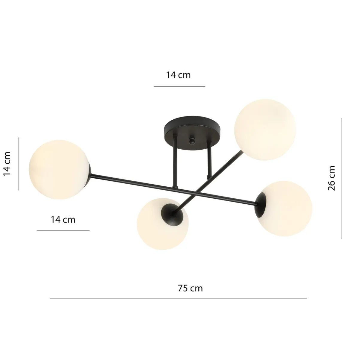 Kjøkkenbelysning Tak|Taklamper / Takplafonder>Emibig Roma taklampe 4-lys - Svart/Opal Svart / Opal