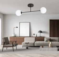 Kjøkkenbelysning Tak|Taklamper / Takplafonder>Emibig Roma taklampe 2-lys - Svart/Opal Svart / Opal