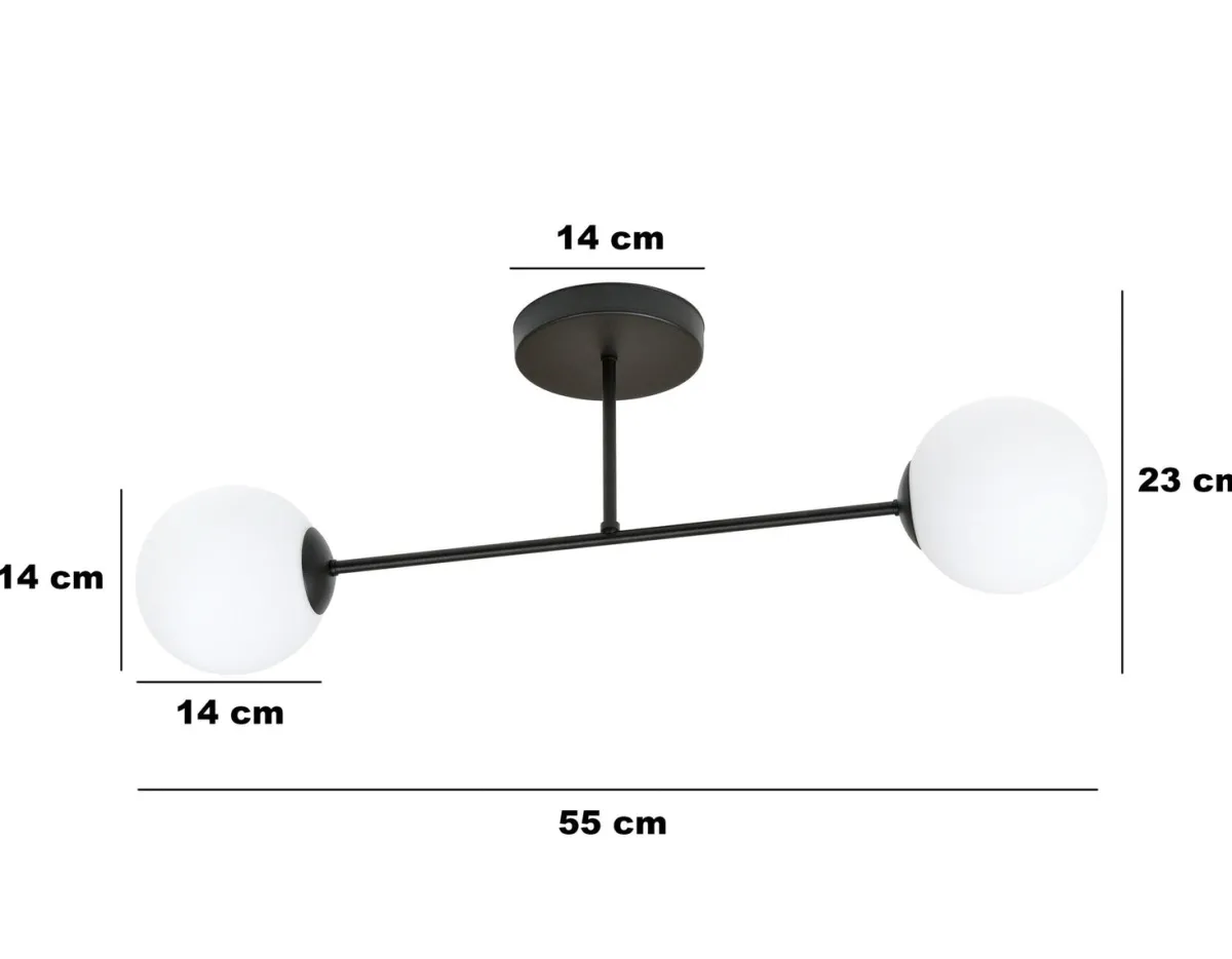 Kjøkkenbelysning Tak|Taklamper / Takplafonder>Emibig Roma taklampe 2-lys - Svart/Opal Svart / Opal