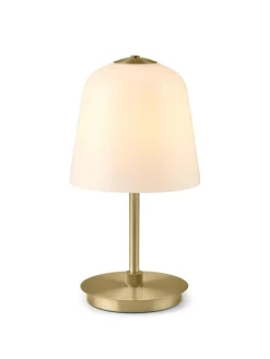 Oppladbare Bordlamper>Halo Designs Room 49 bordlampe oppladbar IP54 - Opal/Antikk messing Messing / Opal