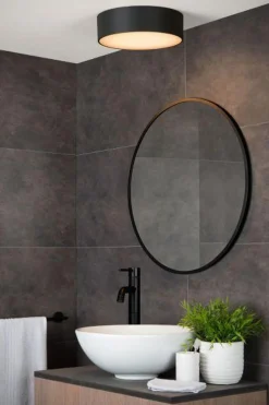 Baderomsbelysning Tak|Kjøkkenbelysning Tak>Lucide Roxane round taklampe 25 cm IP54 10 watt 2700 Kelvin - Antrasitt