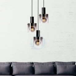 Kjøkkenbelysning Tak|Takpendler>Ms - belysning Roxy rondell 3 lys takpendel - farget glass Røyk