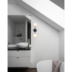 Baderomsbelysning Vegg>Pr home of Scandinavia Ab Sigma vegglampe dobbel IP23 - Svart/Opal Svart / Opal