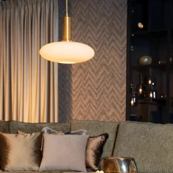 Kjøkkenbelysning Tak|Takpendler>Lucide Singala takpendel 30 cm - Svart/Opal/Messingfarget Svart / Opal