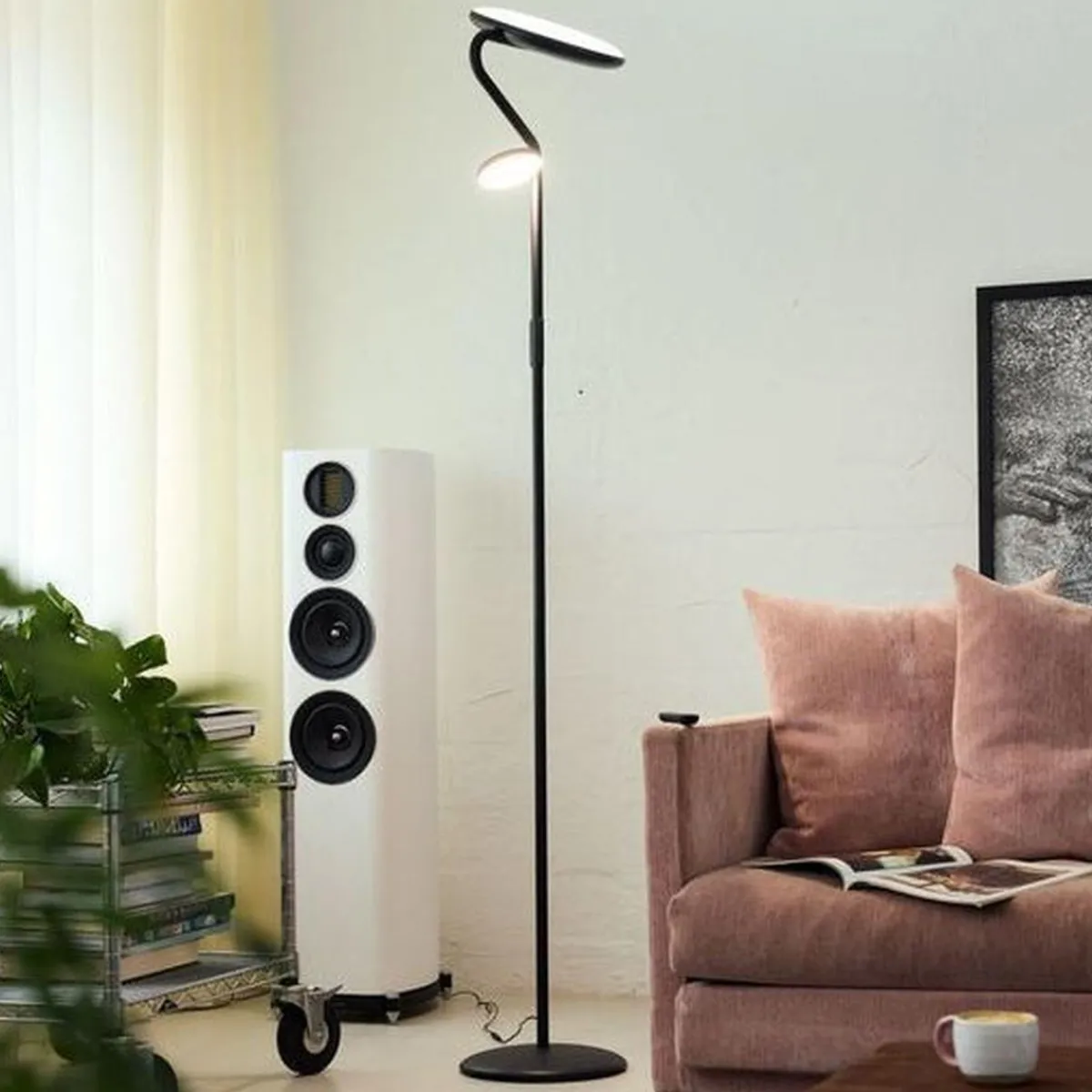 Uplight|Leselamper Gulv>Halo Designs Slim uplight gulvlampe med leselys og fjernkontroll Svart