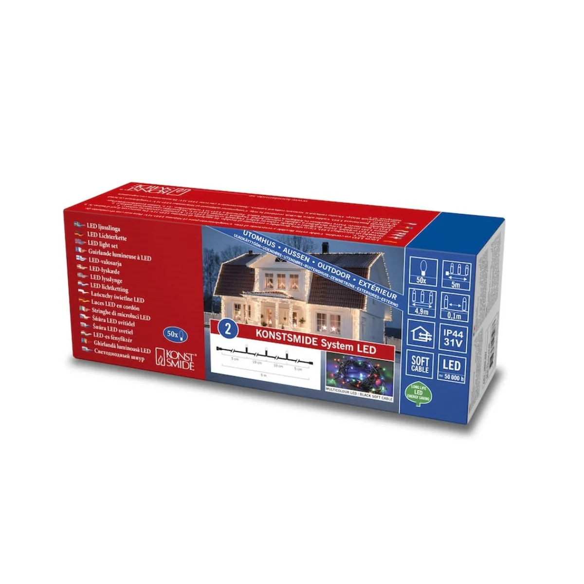 Juletrelys & Lysslynger|Lysslynger Jul>Konstsmide Slynge 5 meter til 31V system - Multifarget