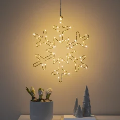 Juledekorasjon>Konstsmide Snefnugg 48 cm 100 amber led - Gull