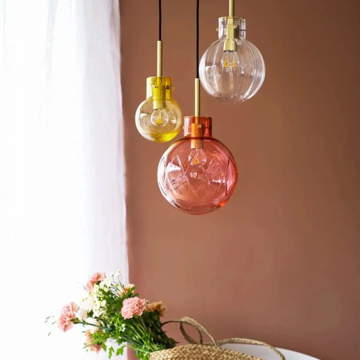 Kjøkkenbelysning Tak|Takpendler>Hadeland Glassverk Sommereng Krystallkuler 3 stk - Baldakin Hvit