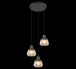 Kjøkkenbelysning Tak|Takpendler>Trio Lighting Tarifa rondell takpendel 3-lys Svart