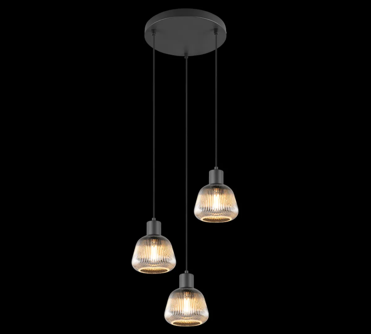 Kjøkkenbelysning Tak|Takpendler>Trio Lighting Tarifa rondell takpendel 3-lys Svart