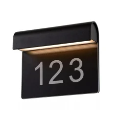 Utelamper - Veggskjold / Plafond>Lucide Thesi utendørs vegglampe med husnummer - Svart