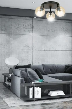 Kjøkkenbelysning Tak|Taklamper / Takplafonder>Emibig Tofi taklampe rund 3 lys - Svart/Amberfarget Svart / Amber