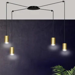 Kjøkkenbelysning Tak|Takpendler>Emibig Traker 4 takpendel - Svart/Gullfarget Svart / Gull