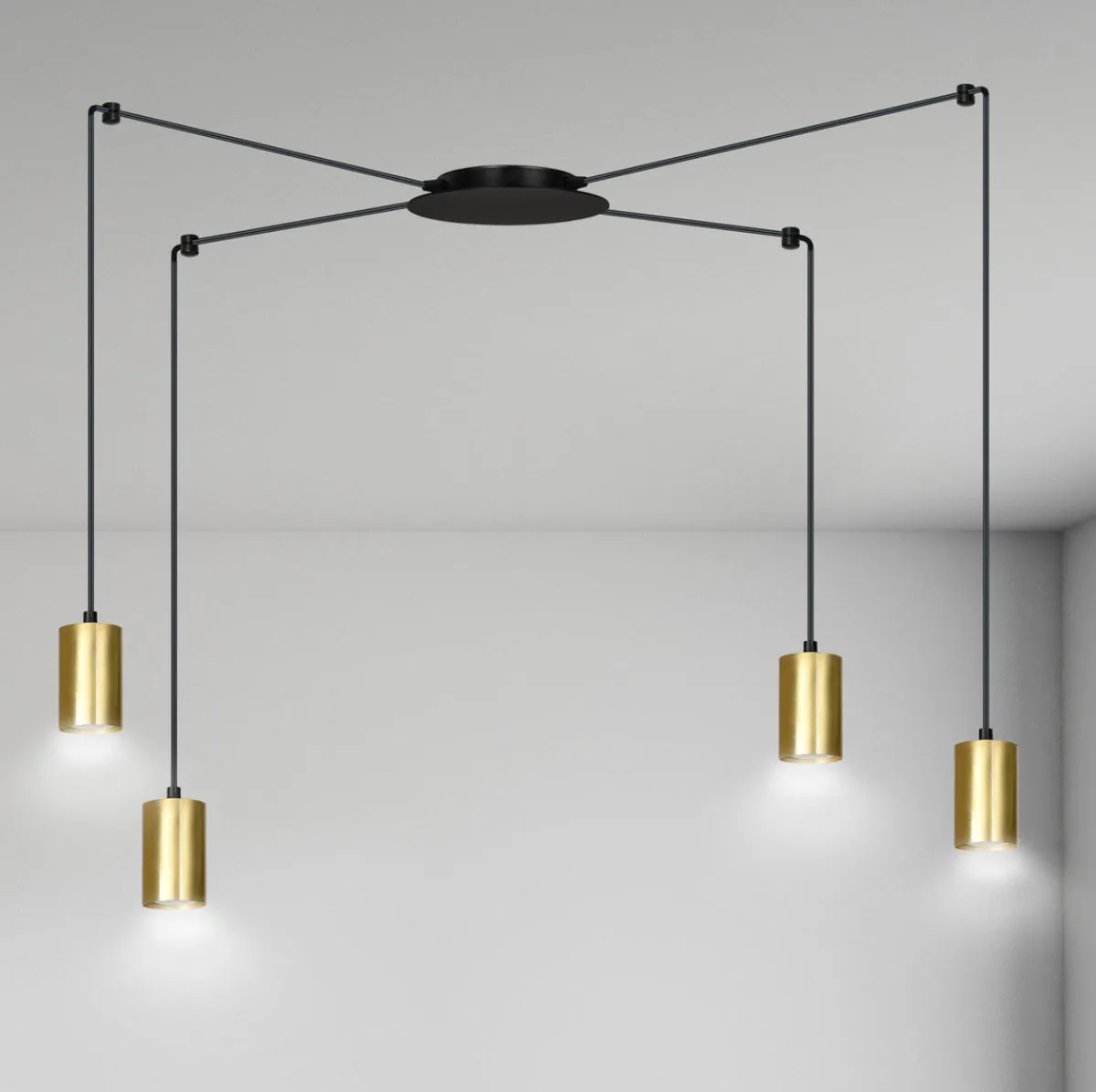 Kjøkkenbelysning Tak|Takpendler>Emibig Traker 4 takpendel - Svart/Gullfarget Svart / Gull