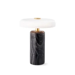 Oppladbare Bordlamper>Design by Us Trip oppladbar bordlampe - Sort marmor/ skjerm Hvit