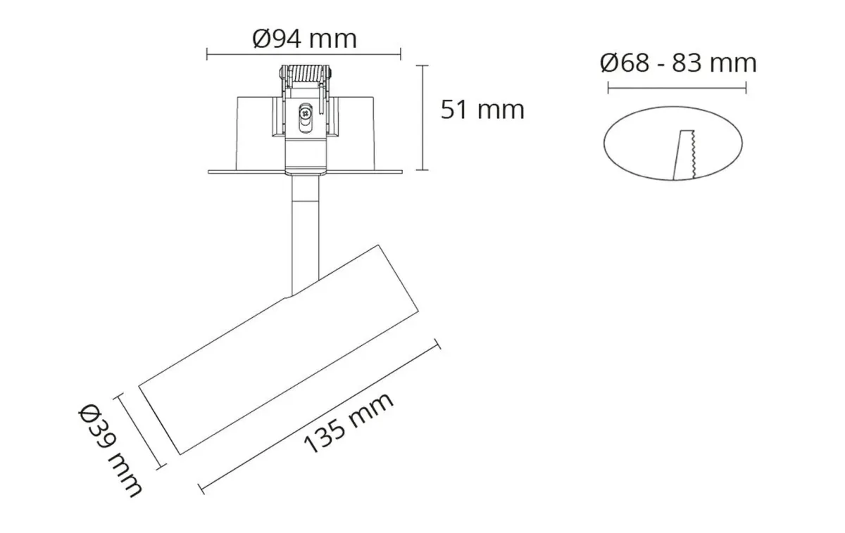 Kjøkkenbelysning Tak|Spotter & Skinner>Sg Armaturen As Tube Micro R takspot for innfelling 15W 2700K dimbar