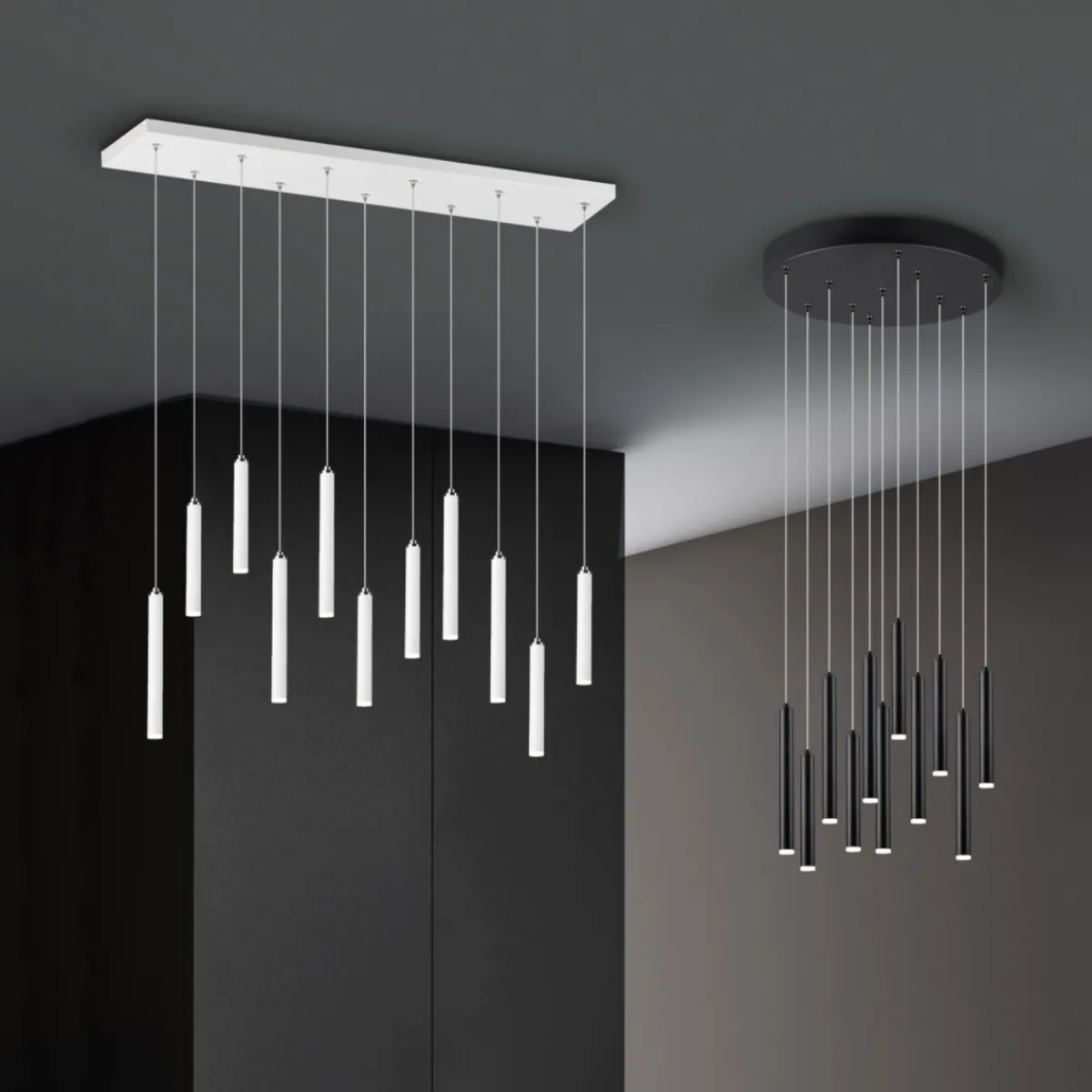 Kjøkkenbelysning Tak|Takpendler>Trio Lighting Tubular takpendel Rondell - Svart