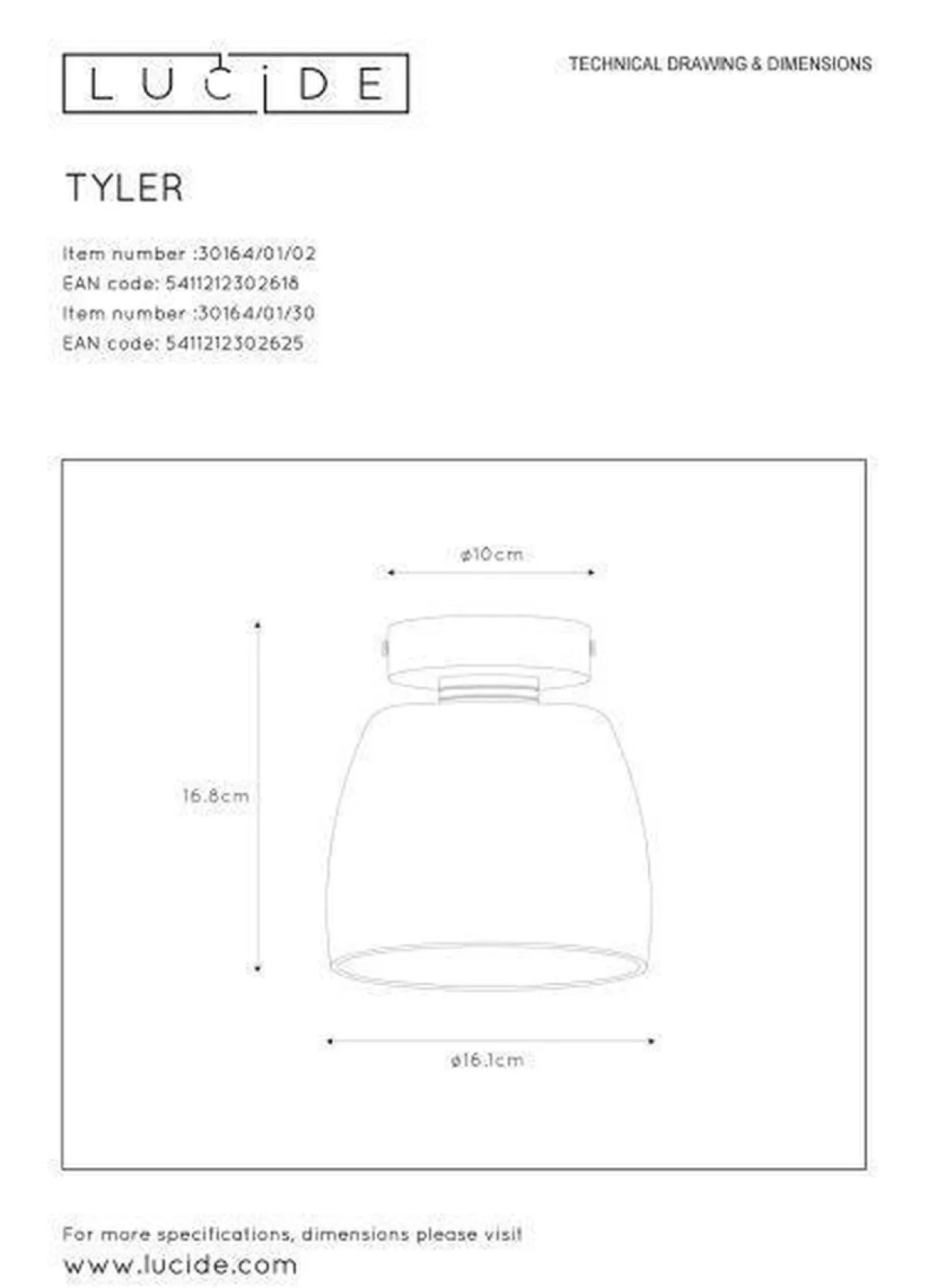 Kjøkkenbelysning Tak|Baderomsbelysning Tak>Lucide Tyler taklampe IP44