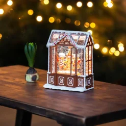 Juledekorasjon|Julelykter>Konstsmide Vannfylt lykt pepperkakehus Brun