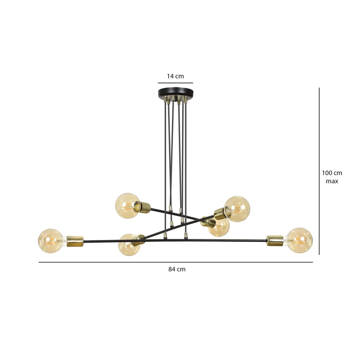 Kjøkkenbelysning Tak|Takpendler>Emibig Vesio takpendel 6 lys - Svart/Gullfarget Svart / Gull