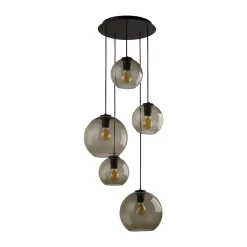 Kjøkkenbelysning Tak|Takpendler>Nowodvorski Vetro takpendel 5 kupler - Svart/Røykfarget Svart / Røyk