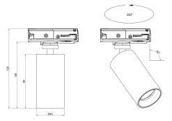 Kjøkkenbelysning Tak|Vox Spotskinner>NorDesign Vox D45 spot 7W 2700K RA90 Dimbar (1T) - Pure White (RAL9010) Hvit