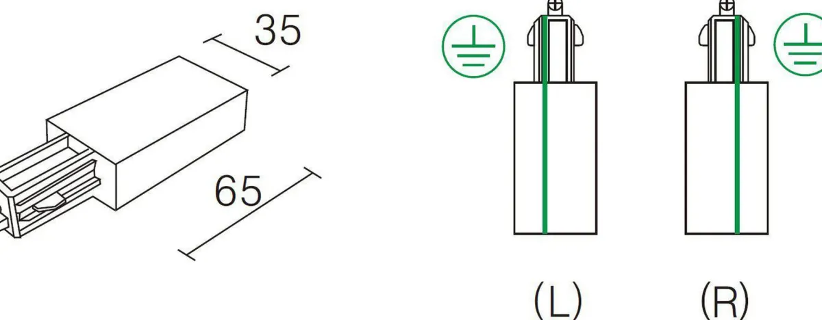 Kjøkkenbelysning Tak|Vox Spotskinner>NorDesign Vox endetilkobling (R), Svart