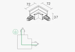 Kjøkkenbelysning Tak|Vox Spotskinner>NorDesign Vox L high innfelt vinkelskjøt O, Hvit