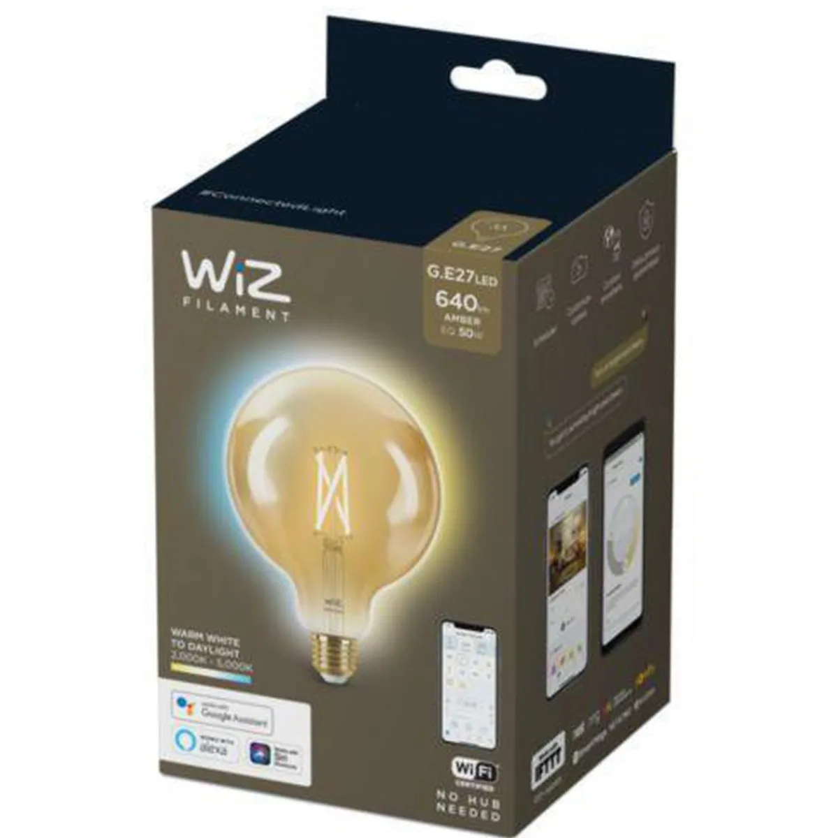 Led-Smartlyspærer|Led-Pærer Smart E27 Sokkel>WiZ E27 Lyspære filament G125 6,7W Wifi - Justerbar fargetemperatur 2000-5000 Kelvin