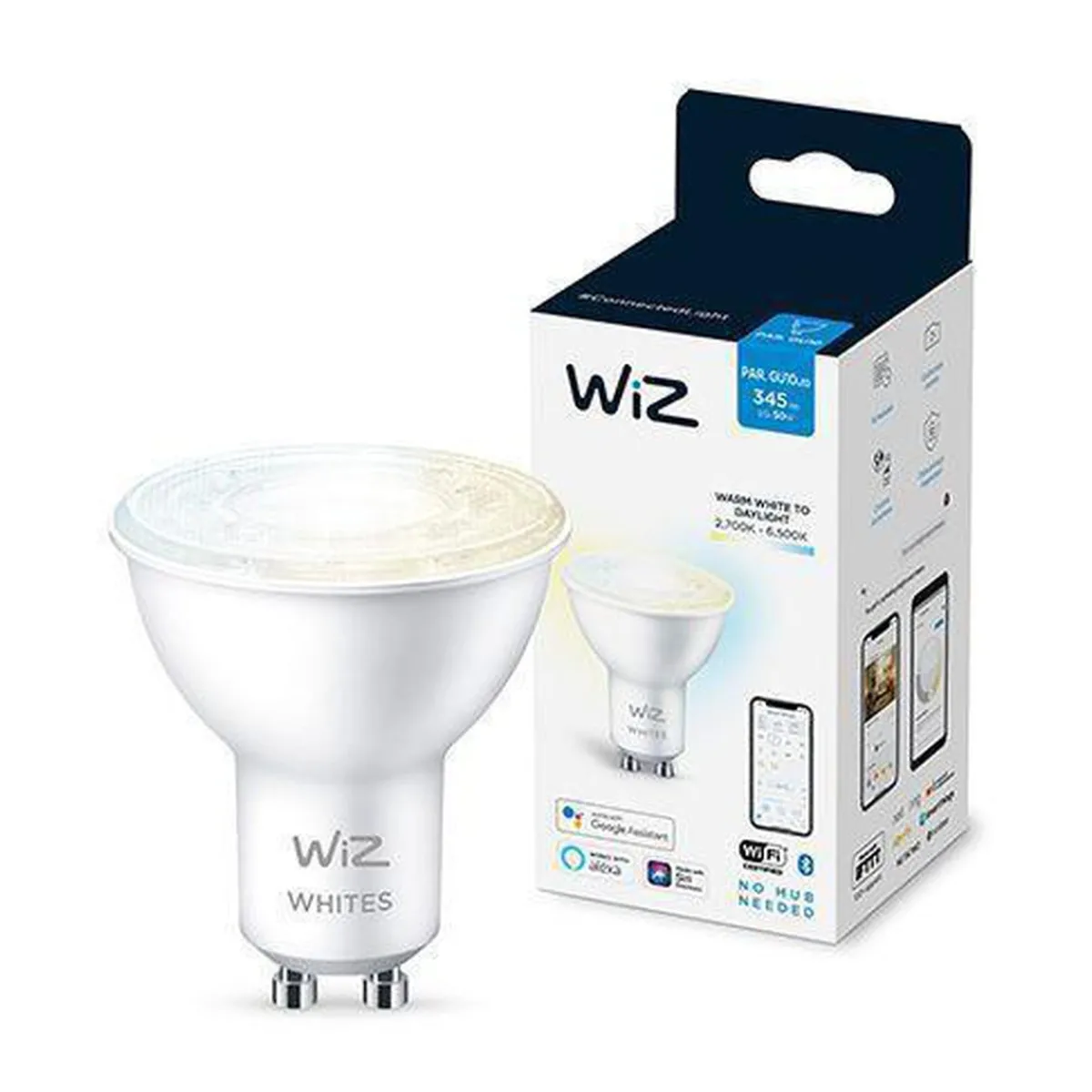 Led-Smartlyspærer|Led-Pærer Gu10 Sokkel>WiZ GU10 Lyspære 4,9W Wifi - Justerbar fargetemperatur 2700-6500 Kelvin