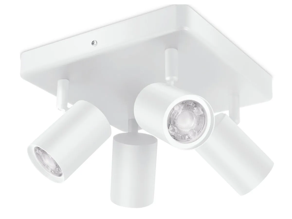 Kjøkkenbelysning Tak|Wiz>WiZ Smart Imageo 4 lys spot 4x5W 2700-6500K RGB Fullfarge Wîfi - Hvit