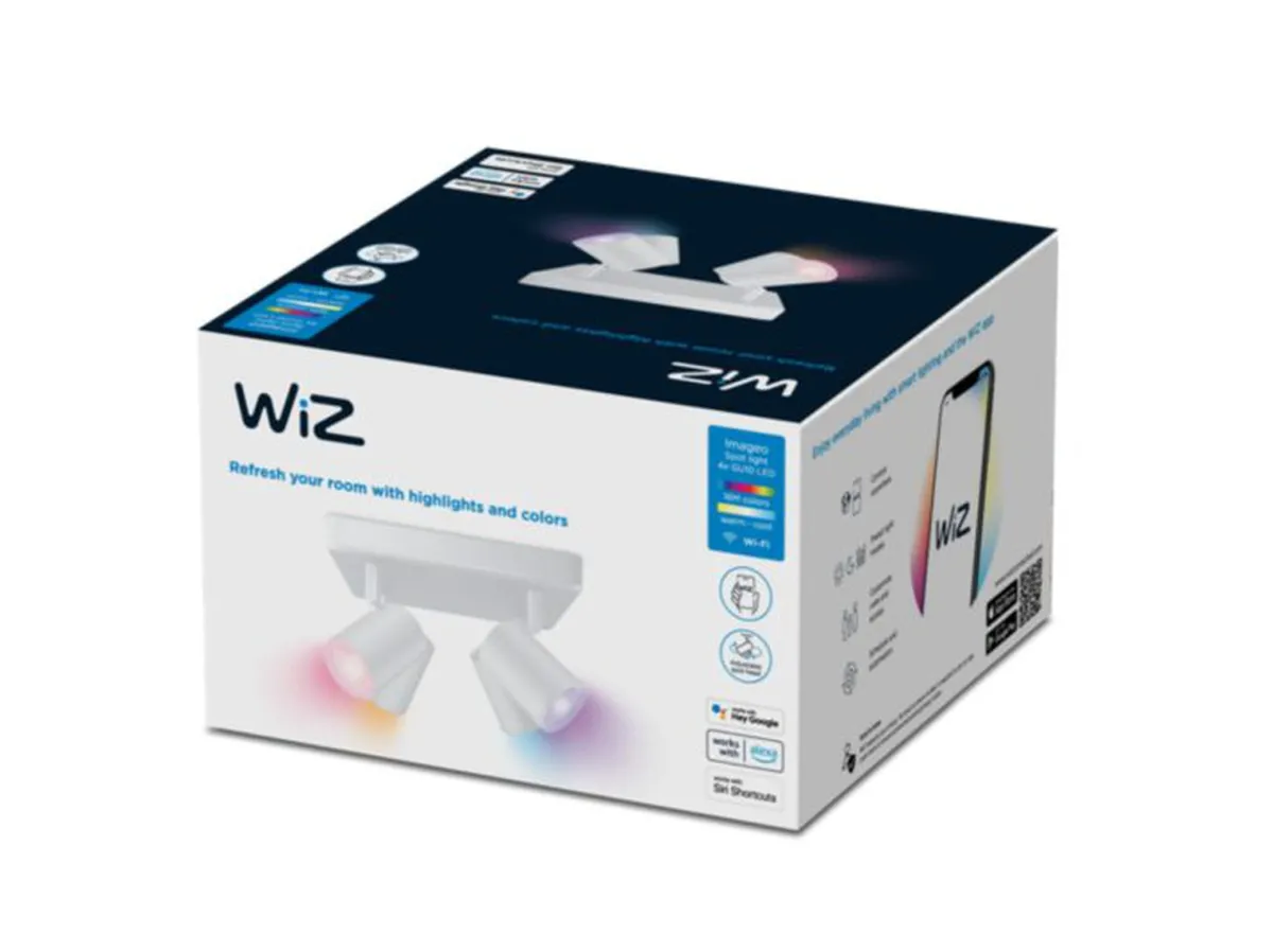Kjøkkenbelysning Tak|Wiz>WiZ Smart Imageo 4 lys spot 4x5W 2700-6500K RGB Fullfarge Wîfi - Hvit
